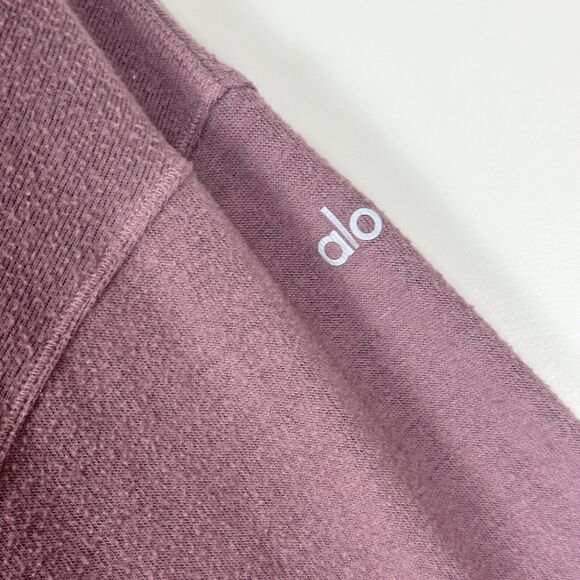 Alo Yoga Women's S/M Alolux Soho Crop Henley Top Sweatshirt Pullover Woodrose - Picture 7 of 9